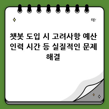 챗봇 도입 시 고려사항 예산 인력 시간 등 실질적인 문제 해결